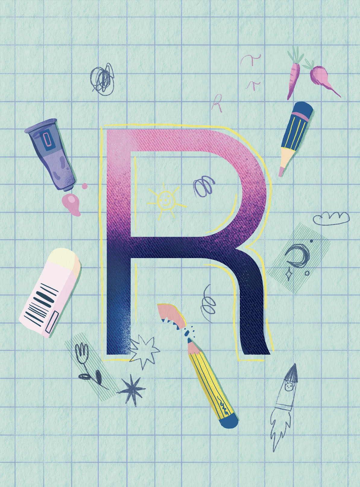 One pager of the letter R